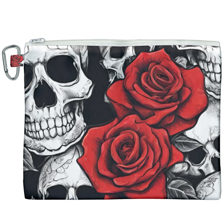 Roses and Skulls Canvas Cosmetic Bag (XXXL)