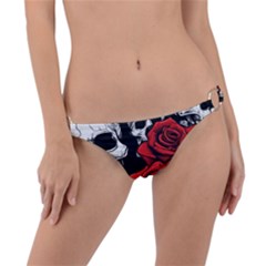 Roses And Skulls Ring Detail Bikini Bottoms