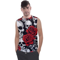 Roses And Skulls Men s Regular Tank Top