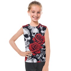 Roses And Skulls Kids  Mesh Tank Top