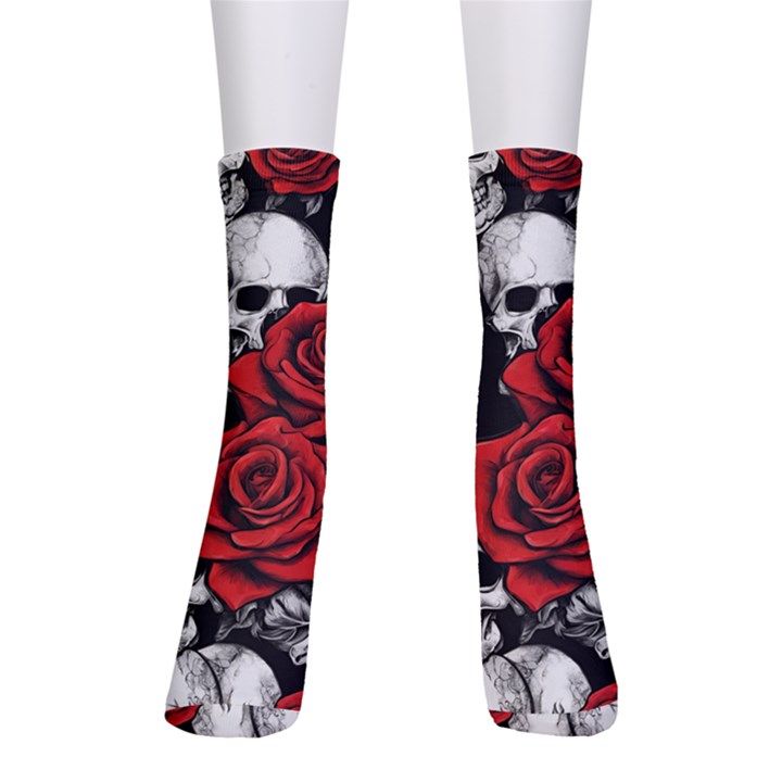 Roses and Skulls Crew Socks