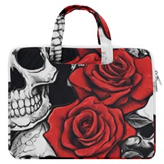 Roses And Skulls Macbook Pro 13  Double Pocket Laptop Bag