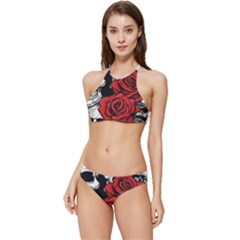 Roses And Skulls Banded Triangle Bikini Set