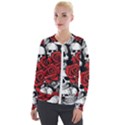 Roses and Skulls Velvet Zip Up Jacket View1