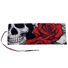 Roses And Skulls Roll Up Canvas Pencil Holder (s)