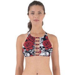 Roses And Skulls Perfectly Cut Out Bikini Top