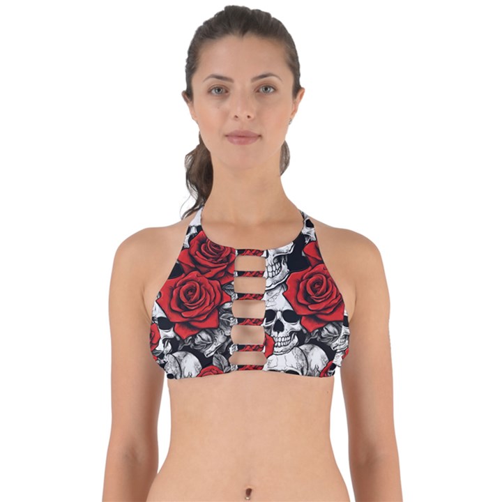 Roses and Skulls Perfectly Cut Out Bikini Top