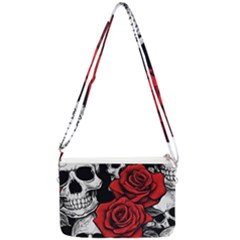 Roses And Skulls Double Gusset Crossbody Bag