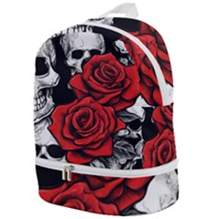 Roses And Skulls Zip Bottom Backpack by pollyparadiseartshop