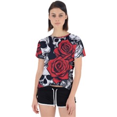 Roses And Skulls Open Back Sport T-shirt