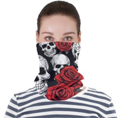 Roses And Skulls Face Seamless Bandana (adult) by pollyparadiseartshop