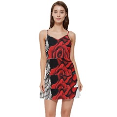 Roses And Skulls Short Frill Dress