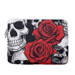 Roses And Skulls 13  Vertical Laptop Sleeve Case With Pocket