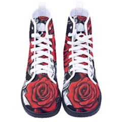 Roses And Skulls Men s High-top Canvas Sneakers