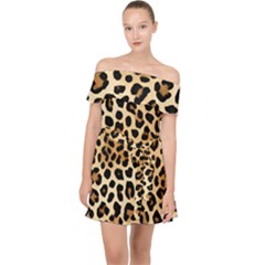 Leopard Off Shoulder Chiffon Dress