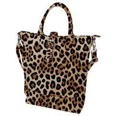 Leopard Buckle Top Tote Bag