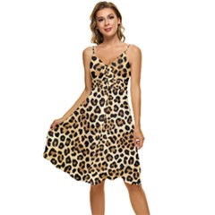 Leopard Sleeveless Tie Front Chiffon Dress