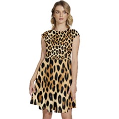 Leopard Cap Sleeve High Waist Dress