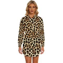 Leopard Womens Long Sleeve Shirt Dress