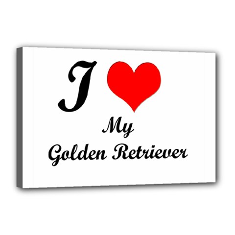 I Love Golden Retriever Canvas 18  X 12  (stretched)