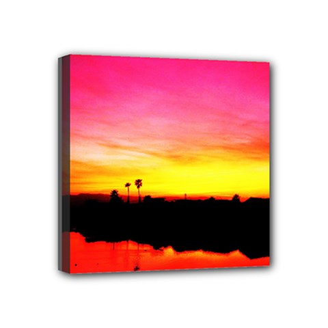 Pink Sunset 4  X 4  Framed Canvas Print