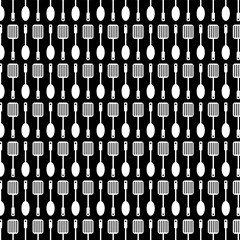 black and white spatula spoon pattern