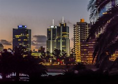 montevideo cityscape scene at twilight