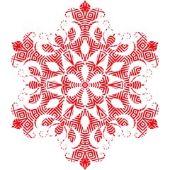 red pattern filigree snowflake on white