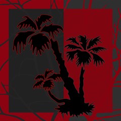 red and grey silhouette palm tree