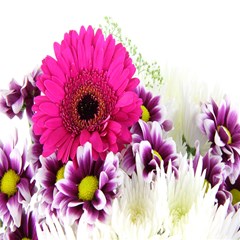 pink purple and white flower bouquet