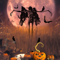 halloween design with scarecrow crow and pumpkin