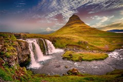 nature mountains cliff waterfall