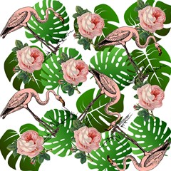 flamingo floral white