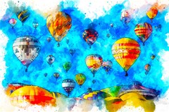 hot air balloon sky art watercolor