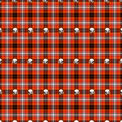 plaid pattern red squares skull