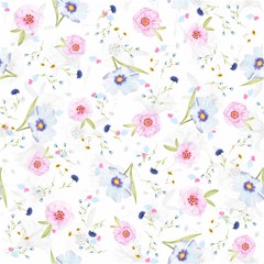 pink blue flowers pattern