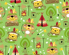 cartoon animals indian tribes seamless pattern vector