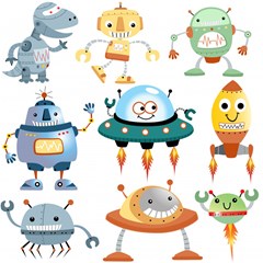 vector set funny robots cartoon