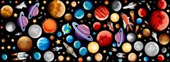 background with many planets space