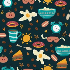 seamless pattern with breakfast symbols morning coffee