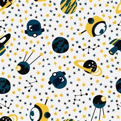 seamless pattern with spaceships stars 002