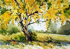 landscape painting meadow garden