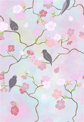 bird blossom seamless pattern