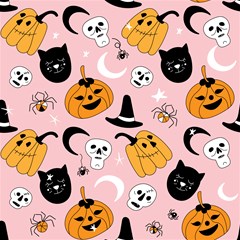 pumpkin cat pattern skull