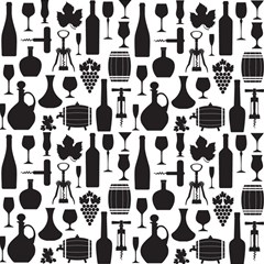 wine pattern black white