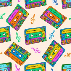 seamless pattern with colorfu cassettes hippie style doodle musical texture wrapping fabric vector