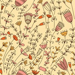 seamless pattern with different flowers