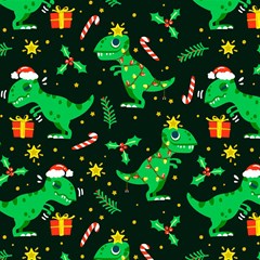 christmas funny pattern dinosaurs