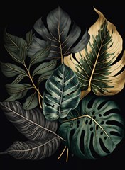 tropical leaves foliage monstera nature home