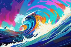 tsunami waves ocean sea nautical nature water art